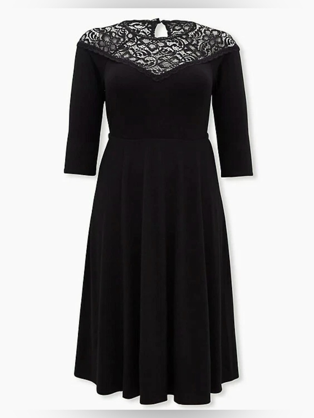Torrid LBD Black Lace Yoke Long Sleeve Midi Dress - Size 3 or 22/24